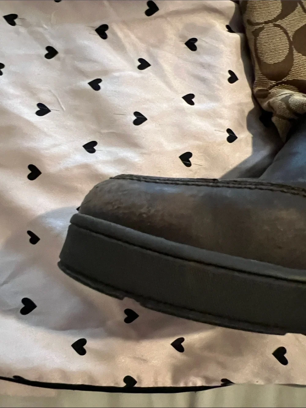 Coach Brown Signature Monogram Tall Boots with Gold Hardware